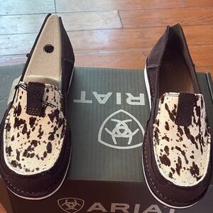 Ariat Brown and White Cowhide Slip-On Cruisers